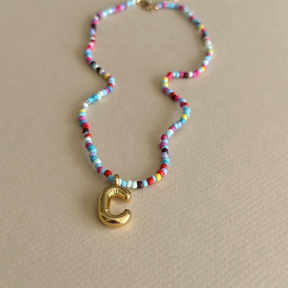 Initial Beaded Necklace  S1104 - Picture 3 of 3